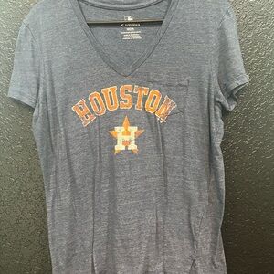 Fanatics Women's Blue Houston Graphic V-Neck Top